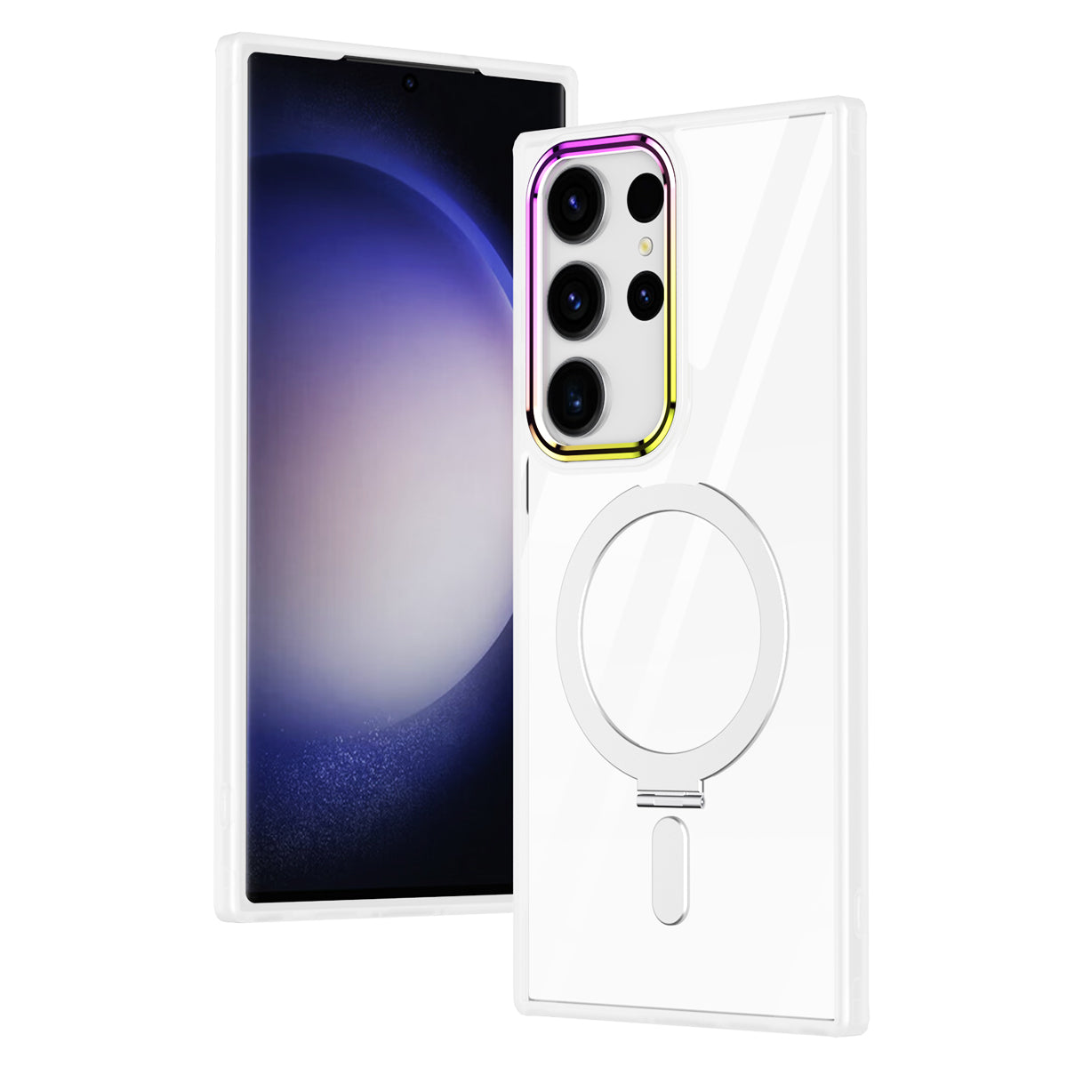 For Samsung Galaxy S23 Ultra Kickstand Magnetic Phone Case Clear TPU Acrylic Smartphone Cover For Samsung Galaxy S23 Ultra Kickstand Magnetic Phone Case Clear TPU Acrylic Smartphone Cover